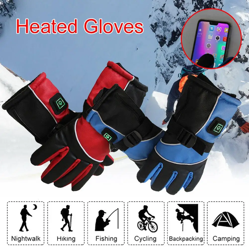 3000 мАч электрические перчатки водонепроницаемые зимние USB электрические мотоциклетные перчатки с подогревом литиевая батарея мощность для мотоцикла лыжные перчатки