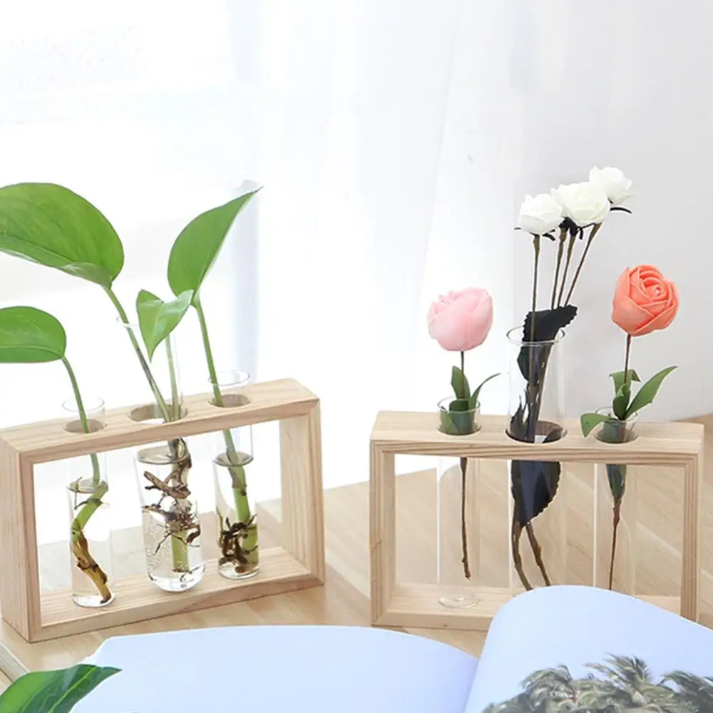 Гидропонная фотография Terrarium винтажный цветочный горшок прозрачная деревянная