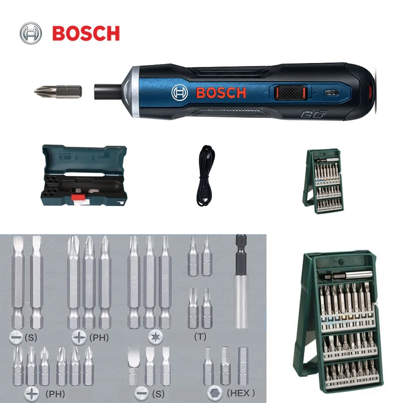 Электрическая отвертка Bosch GO, Мини Электрическая отвертка, винт с литиевой батареей, 3,6 В, маленькая перезаряжаемая электрическая дрель