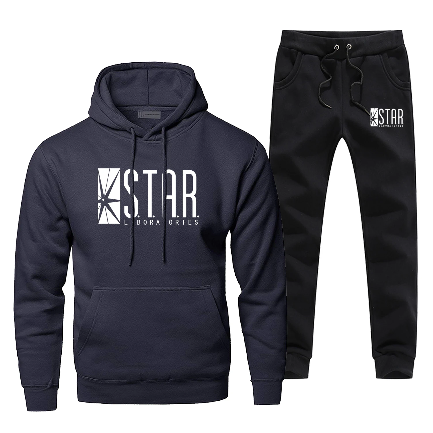 Флэш супергерой худи со звездой Брюки Наборы для мужчин Барри Аллен S. T. A. R костюм спортивный костюм 2 шт. Топы Брюки и футболка весна осень комплект