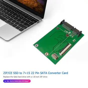 

1.8 inch ZIF/CE SSD to 7 and 15 22 Pin SATA Male Converter Card Direct Data Transmission No Driver Required for Win 98/SE/2000