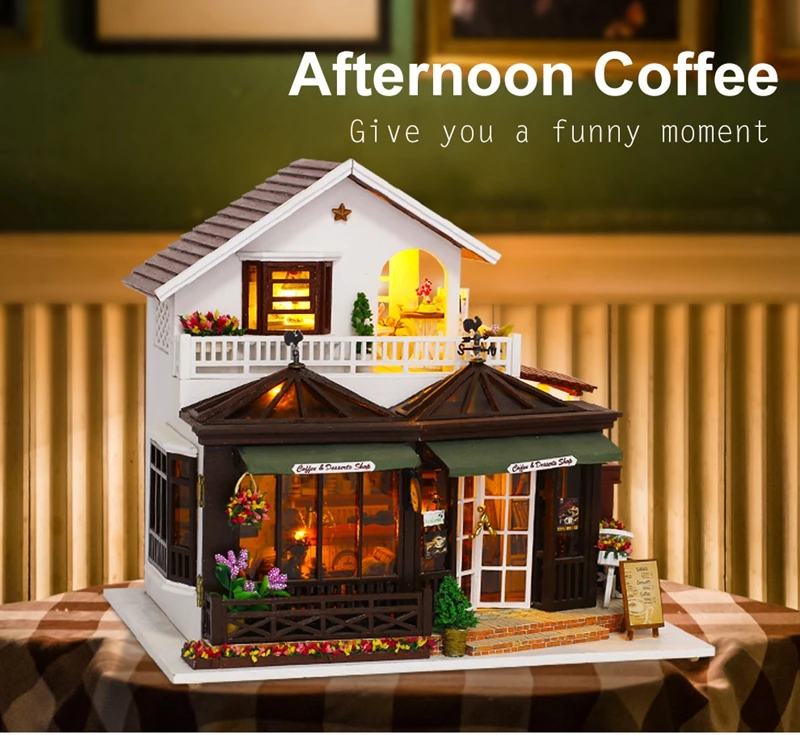 Doll House Furniture Diy Miniature Dust Cover 3D Wooden Miniaturas Dollhouse Toys for Children Birthday CHRISTMAS Gifts casa K36