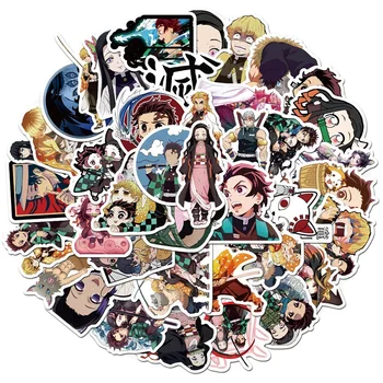 

50pcs Anime Toys Demon Slayer Kimetsu No Yaiba Stickers Waterproof PVC Skateboard Luggage Motorcycle Guitar Kids Christmas Gift