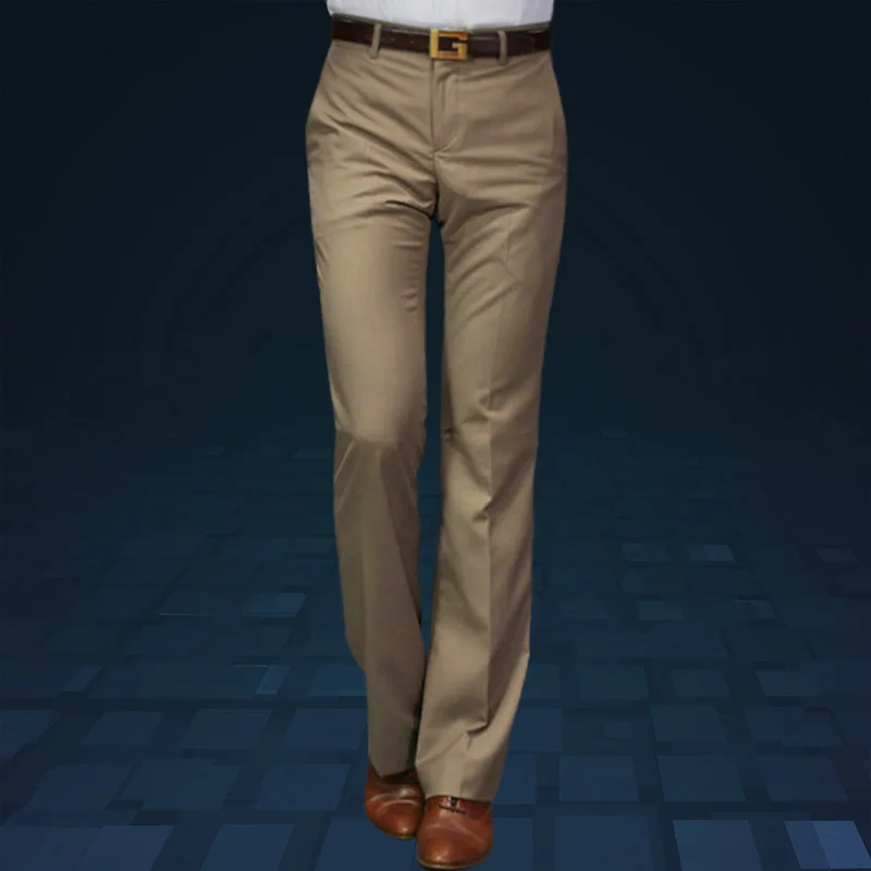 Мужской костюм брюки новые деловые прямые широкие мужские брюки мужские британские не обжигающие микро-брюки костюм брюки - Цвет: Khaki