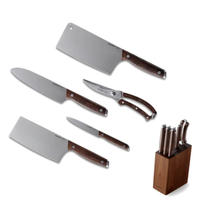 

Original Xiaomi Berghoff Kitchen Knife Set 6 Pieces set Extreme Long-lasting Sharp Kitchen Knife Set With Holder