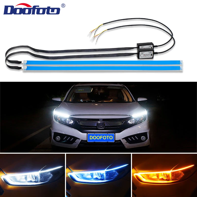 

Doofoto DRL LED Daytime Running Light Turn Signal Light Controller Flexible Headlight Strip Car Accessories Waterproof Universal