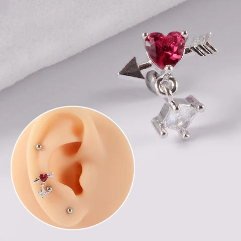 361L Surgical Steel Cz Ear Tragus Cartilage Crystal Lightning Snake Lobe Earrings Helix Earring Barbell Piercing Jewelry 20G