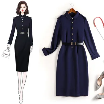 

XL-5XL plus size large wear Europe station temperament 2020 autumn new style fashionable dress women dresses big 10864