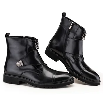 

Trend Men Leather Boots Men Round Toe Work Cowhide Winter Leather Boots Cowhide Shoes Pointed Toe Ankle Genuine Leather Rubber