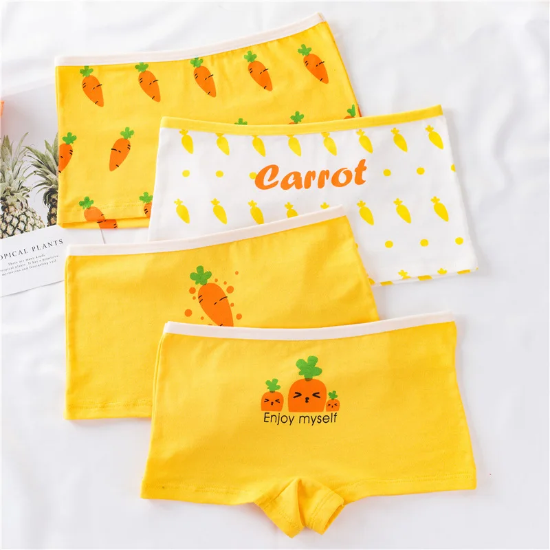 Carrot 4 шт./партия трусы для малышей; детское нижнее белье; модные дизайнерские хлопковые трусы для малышей; милые трусы; одежда для детей - Цвет: Carrot