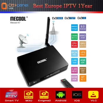 

1 Year OTT+ Stable IPTV MECOOL K7 Android 9.0 Smart TV Box 4G 64G DVB-S2 DVB-T2 DVB-C Set Top Box Media Player no APP include