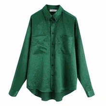 ^#Cheap Fashion Green Satin Silk Blouse Ladies Casual Pockets Long Sleeve Button Turndown Collar Silk Satin blouses shirts ^#Cheap Fashion Green Satin Silk Blouse Ladies Casual Pockets Long Sleeve Button Turndown Collar Silk Satin blouses shirts