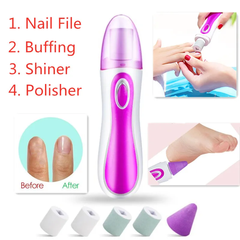 

Electric Manicure/Pedicure Tool Polisher Easily File Buff and Shine Exfoliating Scrub Toenails Nail Care Dead Skin Remover Kit