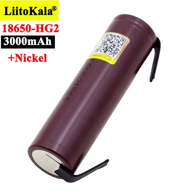 Liitokala new HG2 18650 3000mAh battery 18650HG2 3.6V discharge 20A, dedicated For hg2 batteries + DIY Nickel 2