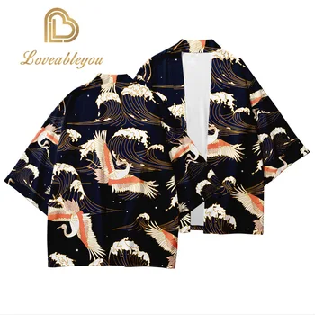 

Japanese Style Kimono Men Women Japanese Clothing Asian Clothes Flying Samurai Crane Chinese Dragon