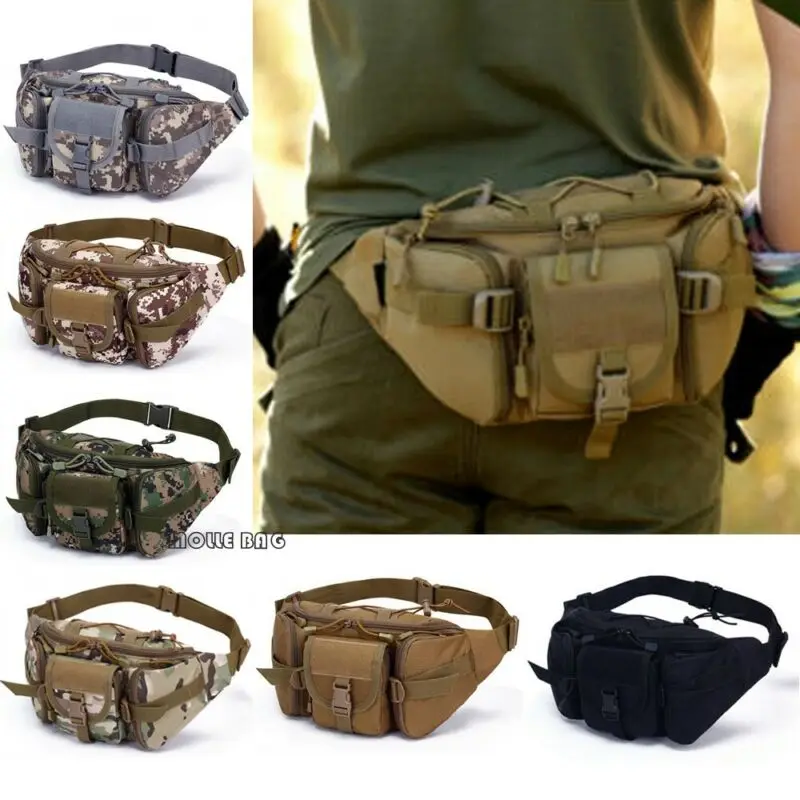 Molle Pouch Belt Tactical Waist Fanny Pack Bag Military Hiking Phone Pocket Bag 