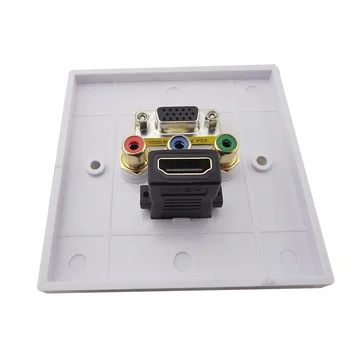 

Video Audio Welding Free Composite AV Panel Home Wall Plate HDMI VGA 3RCA Accessories Outlet HDTV 1080p Socket Tool Durable
