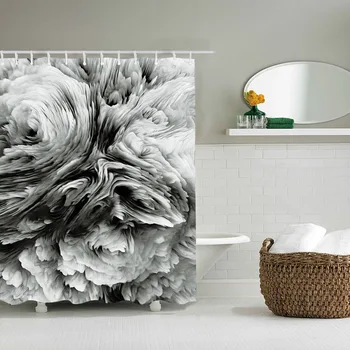 

Abstract cloud digital printing bathroom shower curtain without punching waterproof factory direct sales