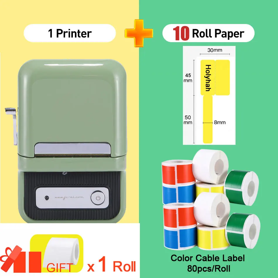 Niimbot B21 Portable Wireless Thermal Cable Label Printer with 10 Rolls  White Colorful Custom Label Sticker mini thermal printer Printers