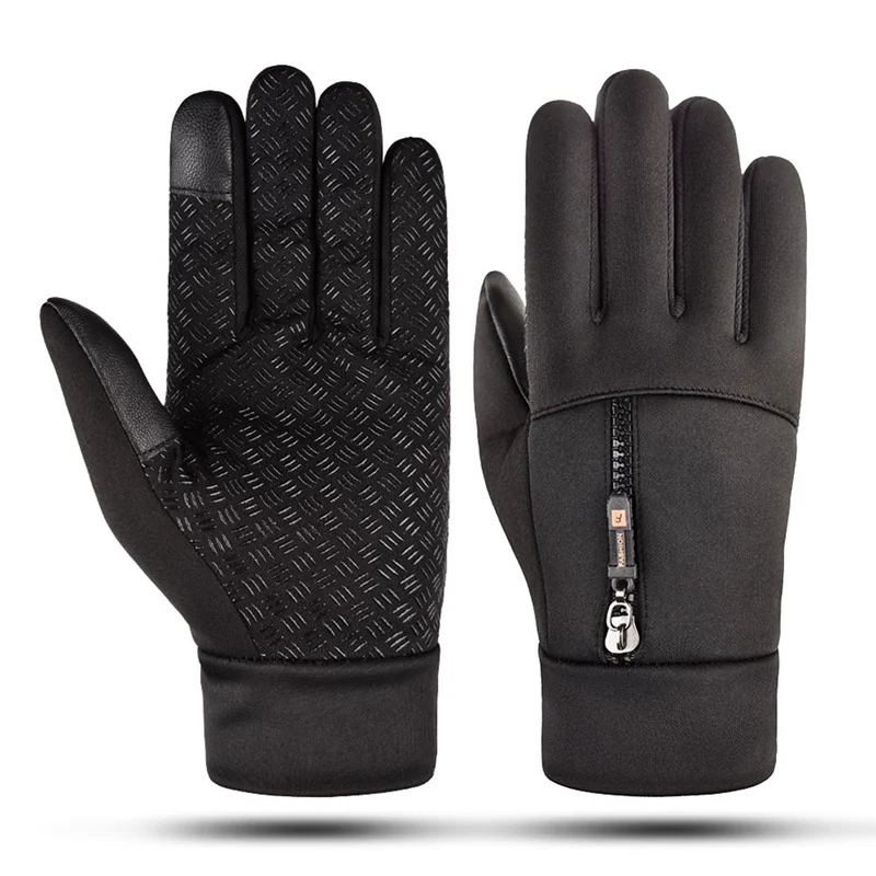 Мужские сенсорный экран для женщин зимние перчатки водонепроницаемые перчатки на молнии для верховой езды ветрозащитный теплый флисовый Лыжный велосипед Мотоциклетные Перчатки
