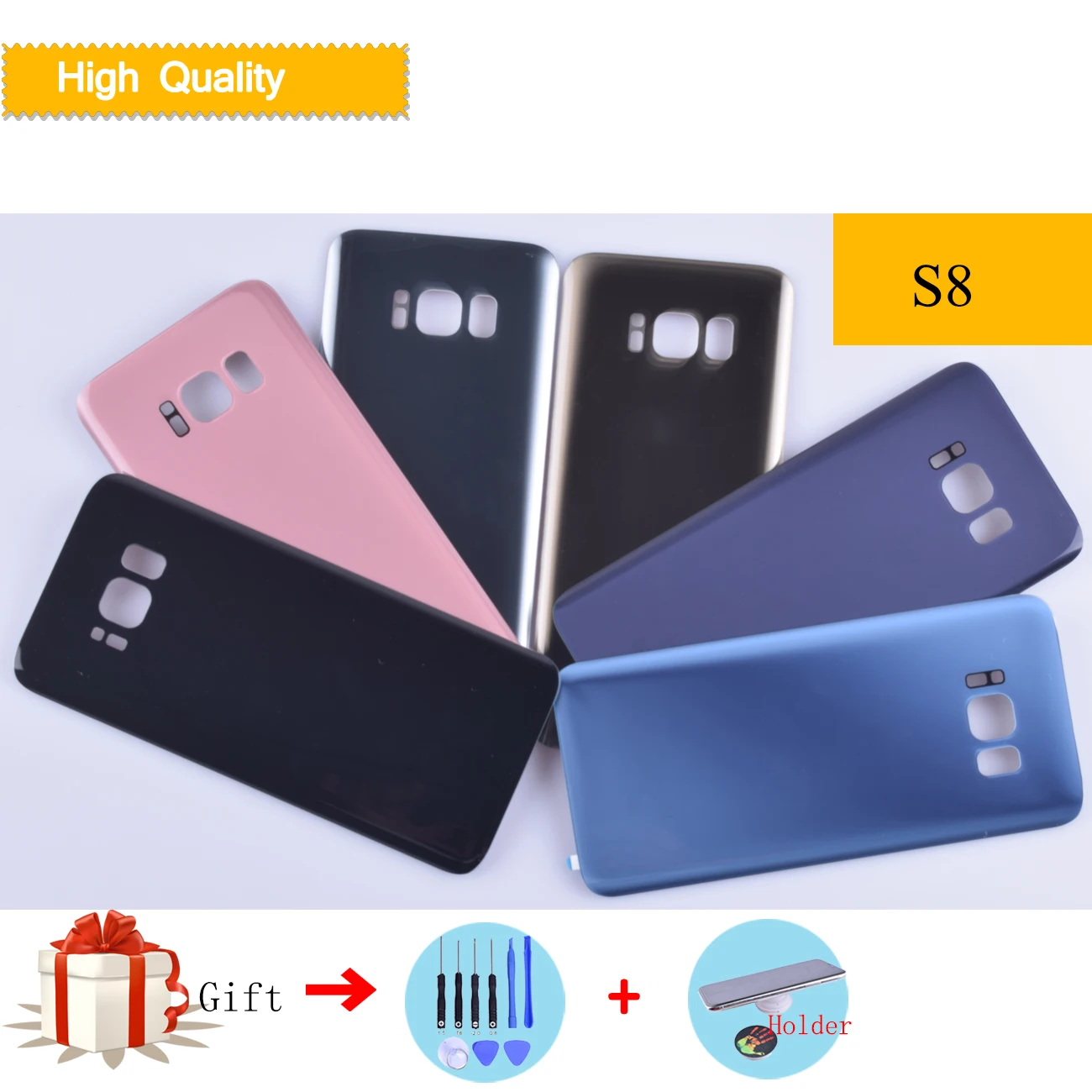 Задняя крышка для samsung Galaxy S8 G950 G950F, корпус для мобильного телефона, задний Чехол, батарея S 8, запасные части с логотипом