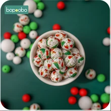 Bopoobo 10 pçs silicone contas de natal bpa livre grau alimentício para o bebê mordedor diy pingente chupeta corrente acessórios de enfermagem presentes