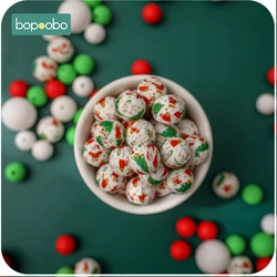 Bopoobo 10PCS Silicone Christmas Beads BPA Free Food Grade for Baby Teether DIY Pendant Pacifier Chain Nursing Accessories Gifts