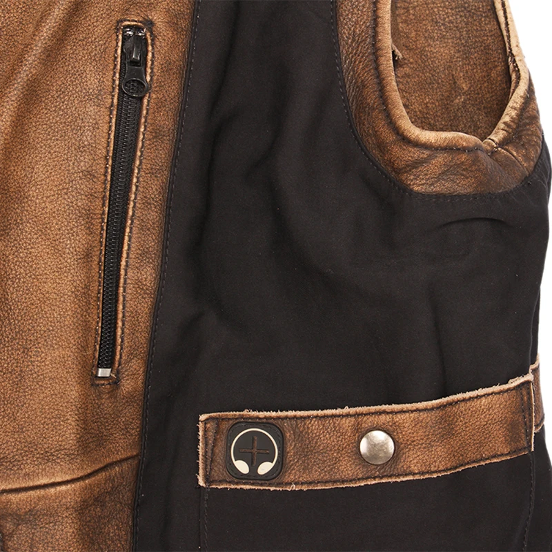 Vintage Brown Thick Motorcycle Vest Genuine Cowhide Men Biker Leather Vest Moto Leather Waistcoat Sleeveless Jacket M462