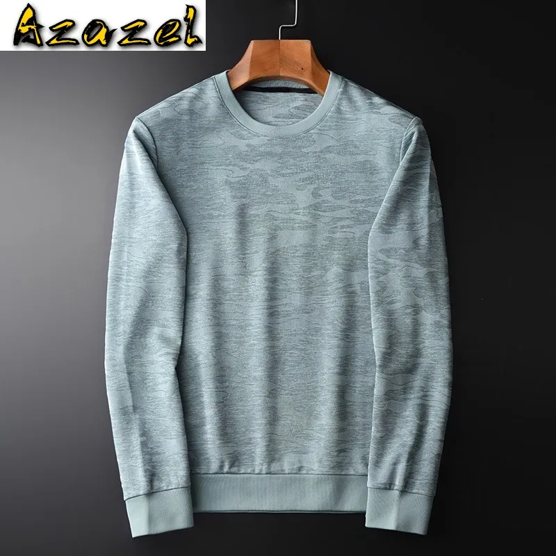 

Azazel Green Sweatshirt Male Luxury Yarn Dyed Jacquard Casual Autumn Mens Hoodies Round Collar Camouflage Men Hoodie Plus Size