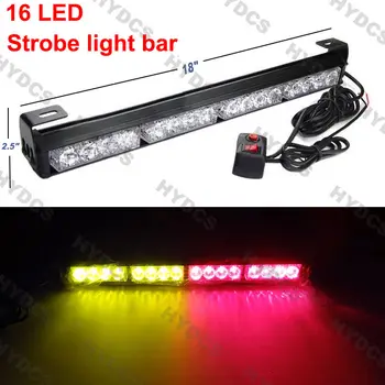 

CYAN SOIL BAY 18'' 16 LED Car Emergency Warning Traffic Advisor Flash Strobe Light Bar Red Amber