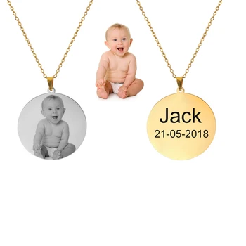 

Lemegeton Custom Baby Photo Name Necklace Personalized Stainless Steel Necklace Child Mom Dad Loved One Gift bijoux femme