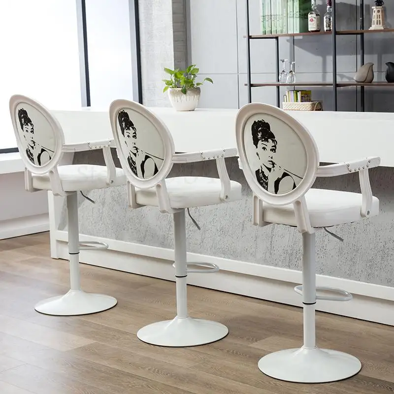 European Style Bar Chair Lift Modern Simple Rotating High Stool Cash Register Back Home |