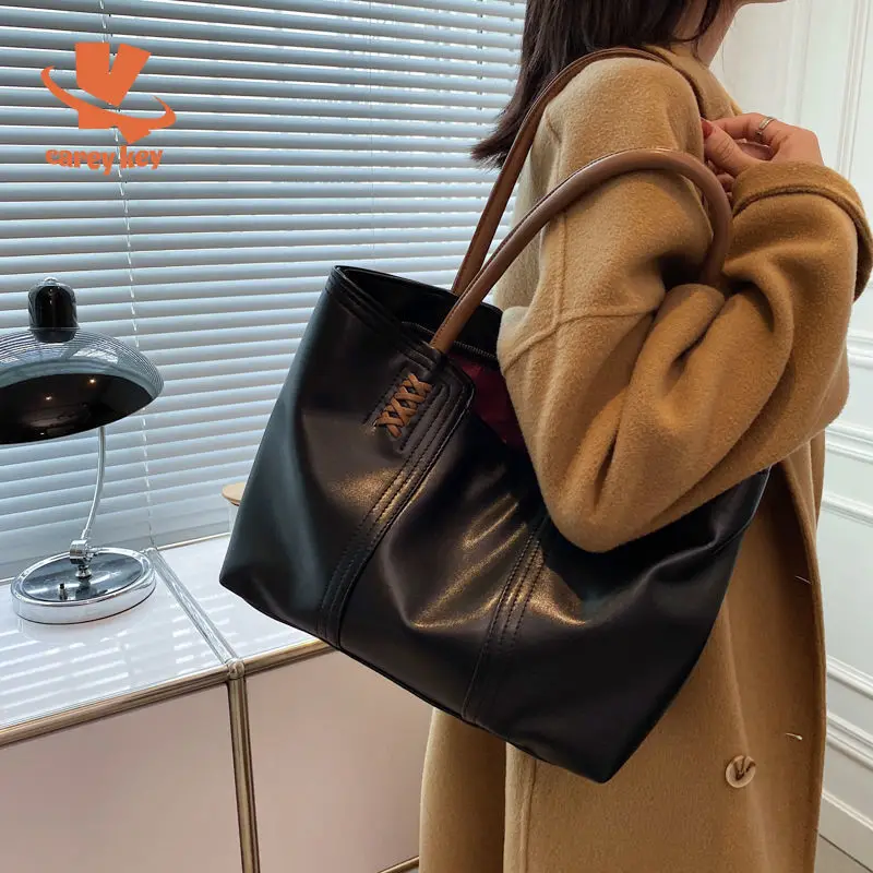

CAREY KAY Women Large-Capacity Tote Bags Female Trendy Wild Simple Shoulder Bags Fashion High-Quality Commuter Shopping Bags