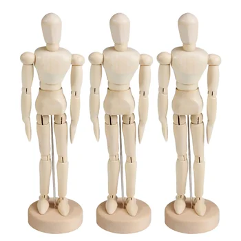 

3pcs 4.5Inches Wooden Figure Model Human Art Mannequin Jointed Manikins for Artists Sketch Home Office Desk Decoration (Beige)