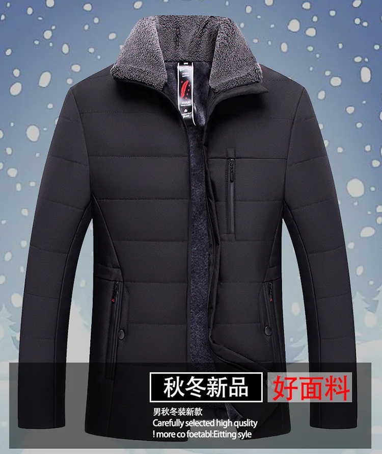 Winter Men'S Wear Winter Middle-aged Men's Thick plus Velvet Cotton Coat MEN'S Jacket Cotton-padded Clothes Middle-aged Men's Ne
