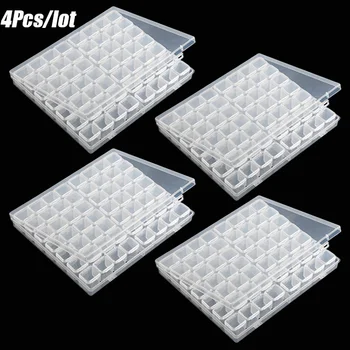 

4Pcs/lot 56Gird Stone Storage Accessory Storage Boxes Display Box Diamond Painting Cross Stitch Resin Rhinestone Beads Container