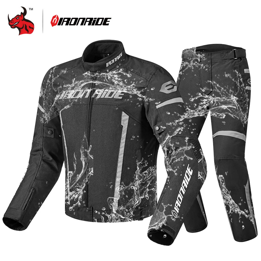 IRONRIDE Waterproof Motorcycle Jacket Men Jaqueta Motociclista Moto Motocross Jacket With Removeable Linner For 4 Season Black