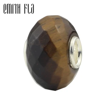 

Faceted Beads Natural Stone Authentic 925 Sterling Silver Fit European Charm Bracelets Fashion Round Beads For Jewelry Making