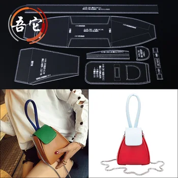 

Diy handmade leather goods handbags shoulder messenger bag acrylic template making