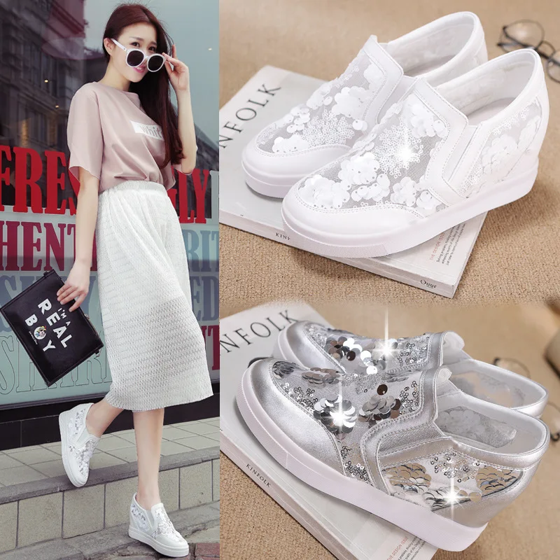 

2019 Spring And Autumn New Style Elevator WOMEN'S Shoes Korean-style Versatile Small White Shoes Women's Summer Punched Sheet Sh