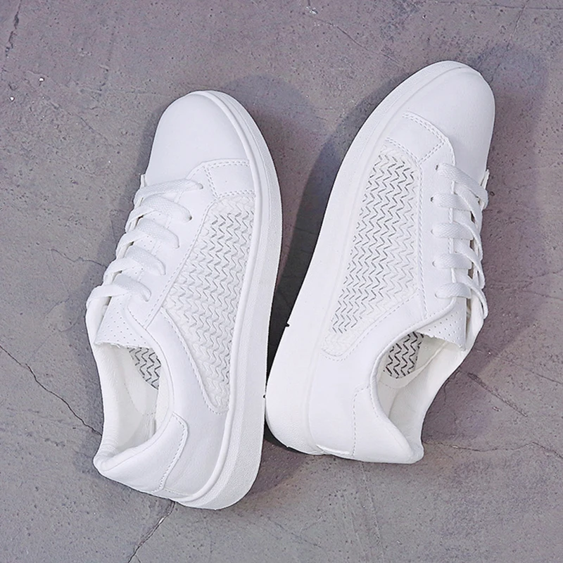 Sneakers Women Breathable Mesh Summer Autumn Women Causal Shoes Fashion White Leather Flat Walking Female Vulcanize Shoes VT1247 (2)