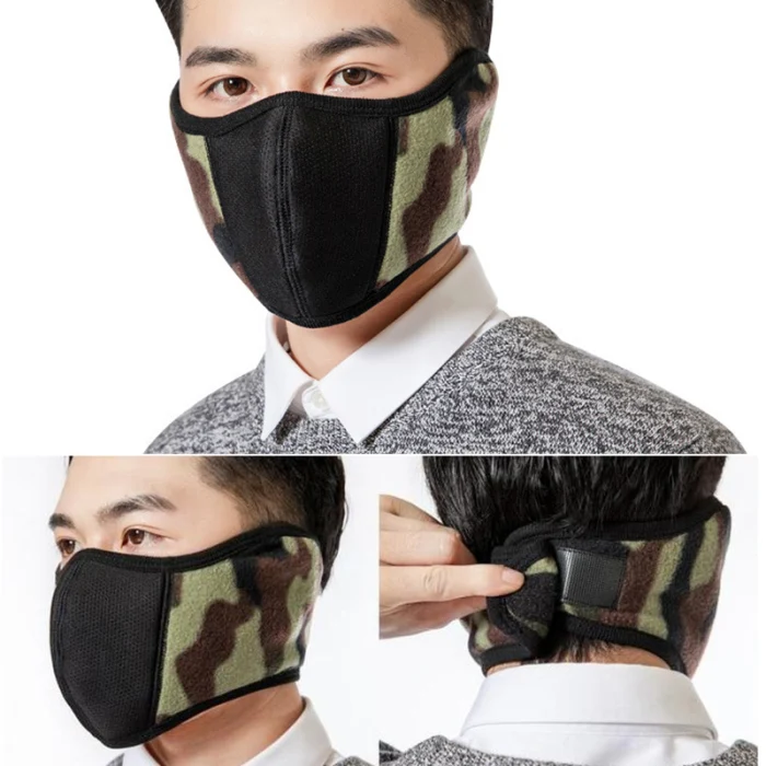 2-in-1 Cycling Mask Thickened Warm Fleece Earmuffs Three-dimensional Face Ear Mask ZJ55