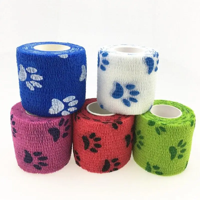 Vendaje elástico autoadhesivo para pies de gato, cinta deportiva colorida para primeros auxilios, soporte de rodilla, 5cm x 4,5 m