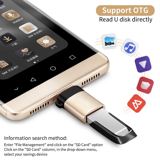 ANMONE Adapter USB C OTG szybki Adapter USB 3.0 do typu C dla MacbookPro Xiaomi Huawei Mini Adapter USB type-c OTG konwerter kablowy 6