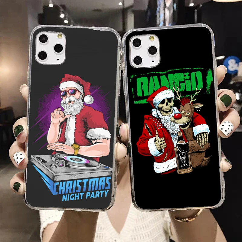 Рождественский прозрачный мягкий чехол для iPhone12 11 Pro X XR XS 7 8 с санта-клаусом