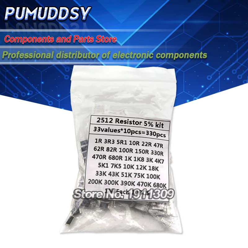 

330 шт./лот 1 ohm-1M ом электронные резисторы 5% 2512 SMD резистор в ассортименте набор 10R 47R 100R 10K 470K 680K smd резисторы в упаковке