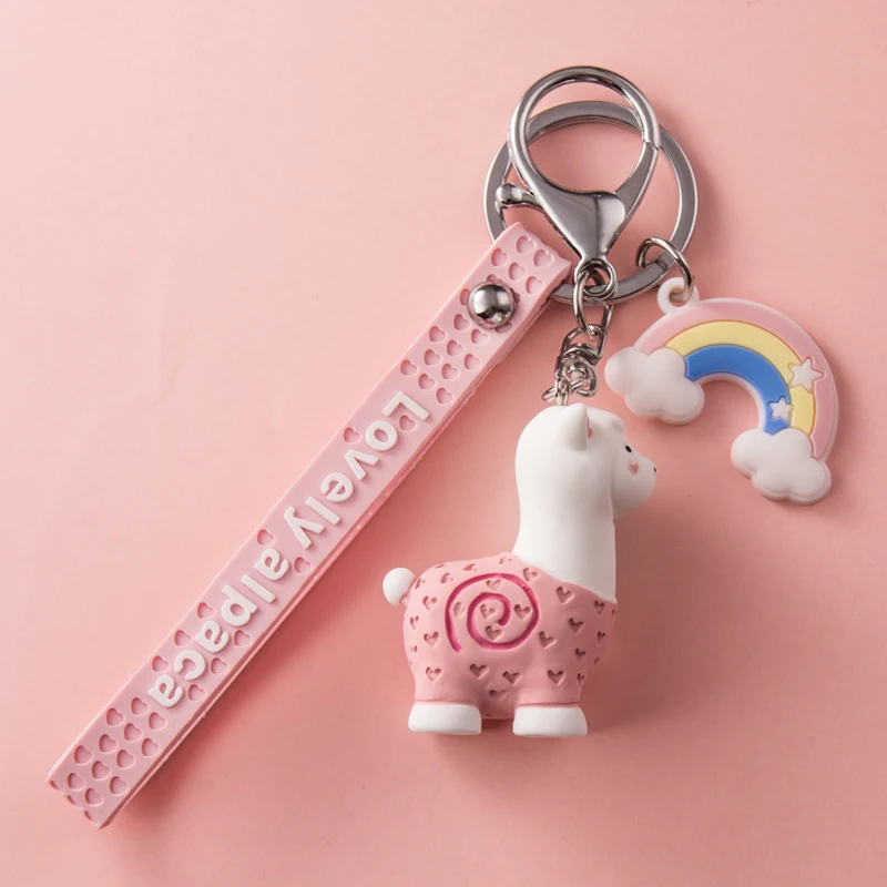 Colorful Resin Alpac Metal Keychain Car Keyring Bag Pendant Phone U Disk Lanyard Girl Boy Couple Cute Accessory Gift kawaii weightlifting keychain girl boy couple airpod pendant silver color key ring bag car lanyard cute jewelry accessory gift