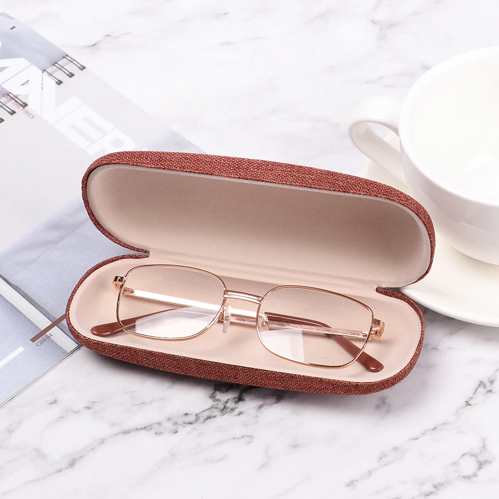 Simple Glasses Logo Glasses Box Women Men Candy Color Hard Leather Reading Glasses Sunglasses Case Portable Eyewear Protector