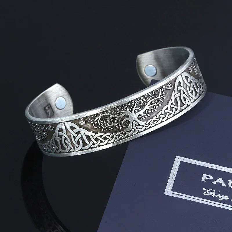 Skyrim жизни Дерево гравированные браслеты браслет Винтаж норвежский викинг манжеты браслеты для мужчин женщин творческие ювелирные изделия-талисманы подарок - Окраска металла: B93-1