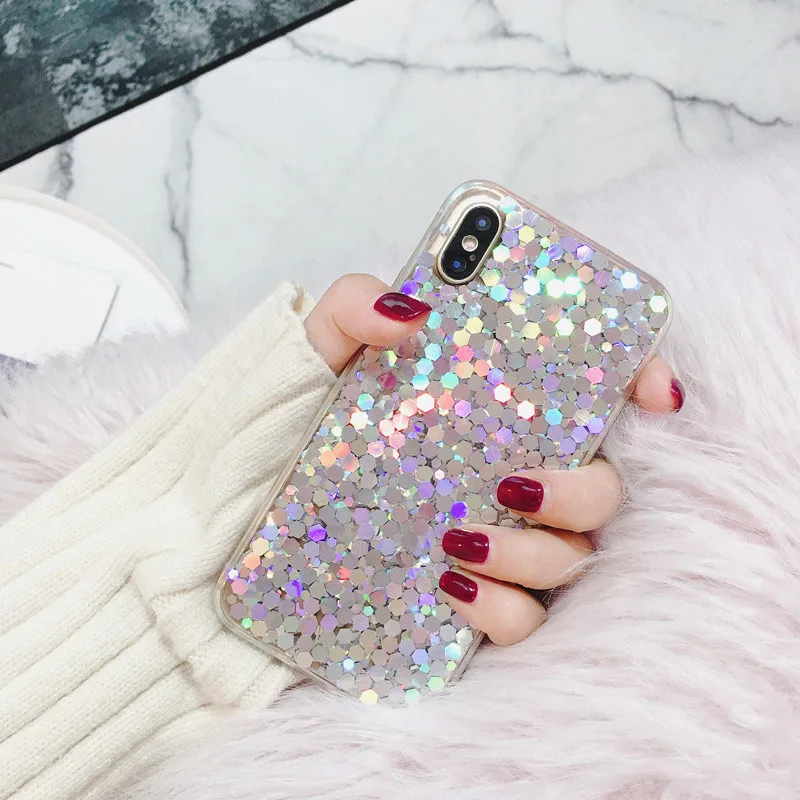 

For Huawei P30 Pro P20 lite P9 P8 P10 selfie P smart Luxury Glitter Laser sequins soft phone case Transparent cover coque Fundas